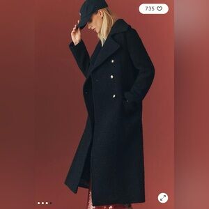 Anthropologie Maeve Wool Blend Double Breasted Coat
